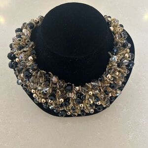 Aldo Black and Gold Cluster Bib Necklace